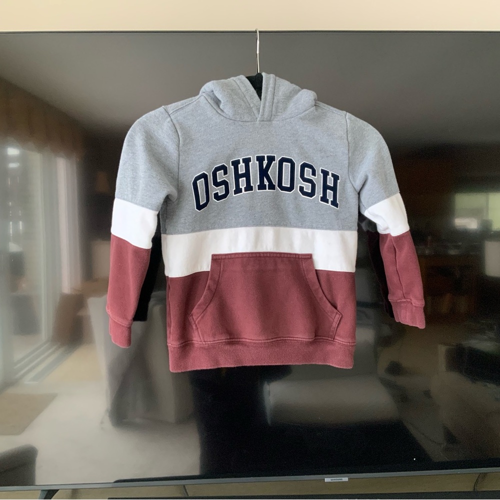 OSHKOSH Gray White and Burgundy Hoodie Size 8